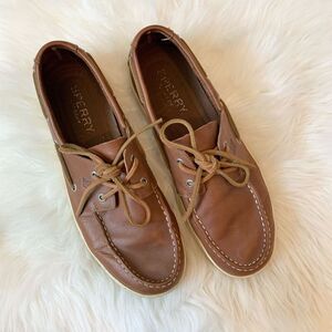 Sperry Brown Leather Classic Sneakers Shoes 10.5 Lace Up Casual Boat